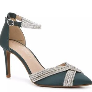 Elegant Jade Green Ankle Strap Heels Sparkle